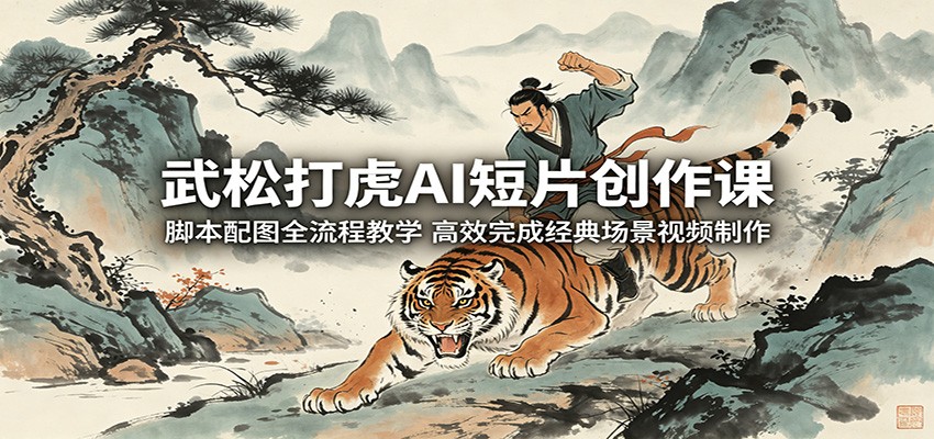 武松打虎AI短片创作课：脚本配图全流程教学，高效完成经典场景视频制作-huitchan网创
