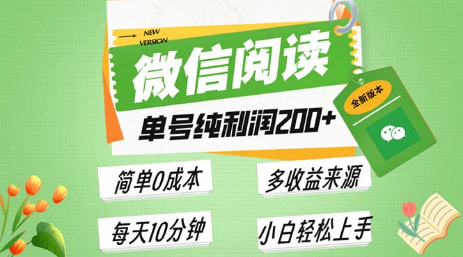 最新微信阅读6.0，每日5分钟，单号利润200+，可批量放大操作，简单0成本-huitchan网创