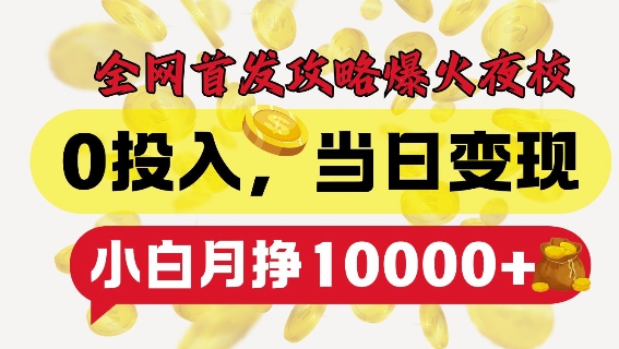 全网首发爆火夜校，0投入，当日变现，小白轻松月入1w+【揭秘】-huitchan网创