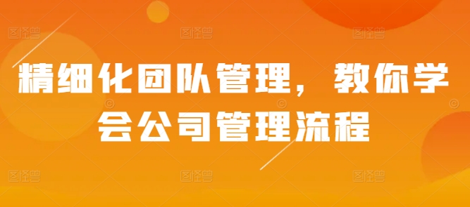 精细化团队管理，教你学会公司管理流程-huitchan网创