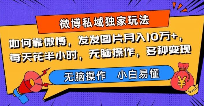 如何靠微博，发发图片月入10万+，‌每天花半小时，无脑操作，多种变现-huitchan网创