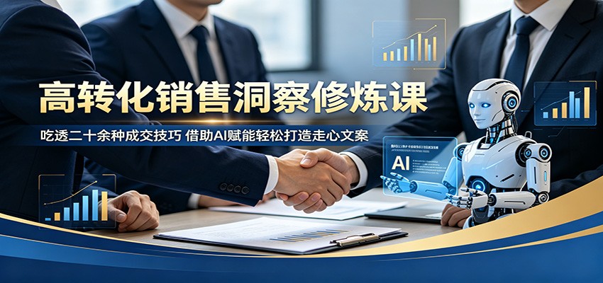 高转化销售洞察修炼课：吃透二十余种成交技巧，借助AI赋能轻松打造走心文案-huitchan网创