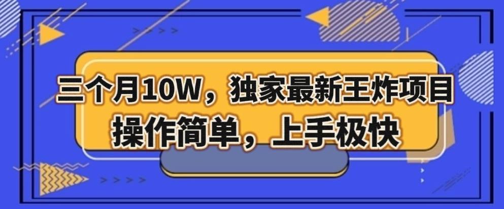 三个月10W，独家最新王炸项目！操作简单，上手极快【揭秘】-huitchan网创