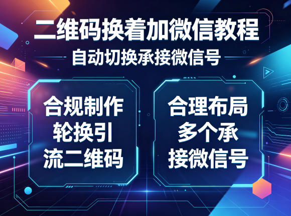 二维码换着加微信教程，自动切换承接微信号，合规制作轮换引流二维码，合理布局多个承接微信号-huitchan网创