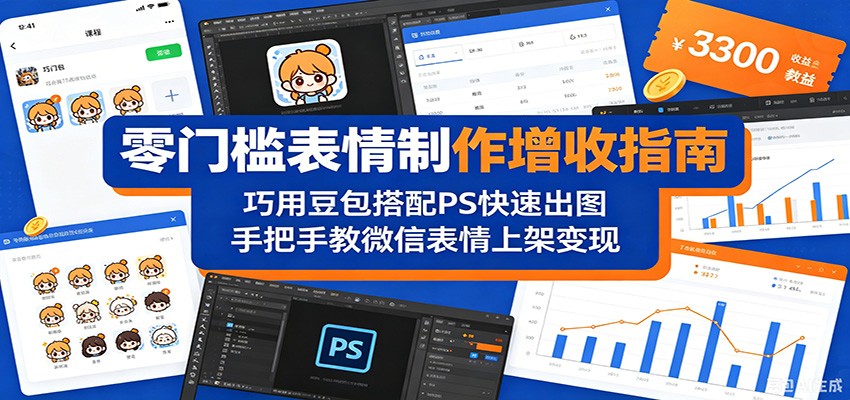零门槛表情制作增收指南：巧用豆包搭配 PS 快速出图，手把手教微信表情上架变现-huitchan网创