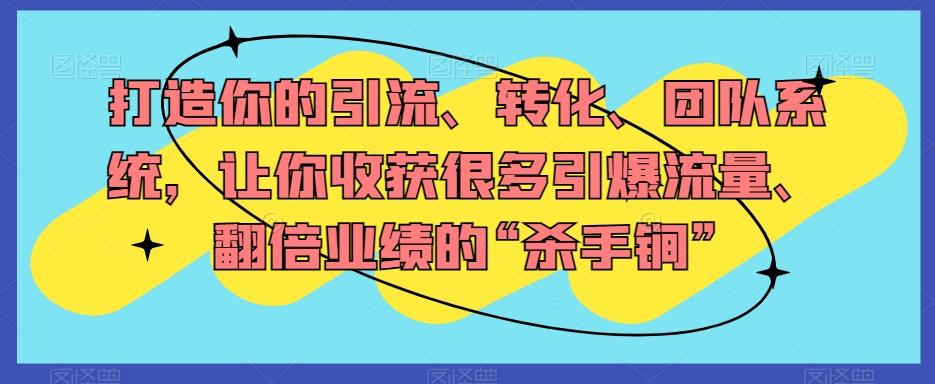 打造你的引流、转化、团队系统，让你收获很多引爆流量、翻倍业绩的“杀手锏”-huitchan网创