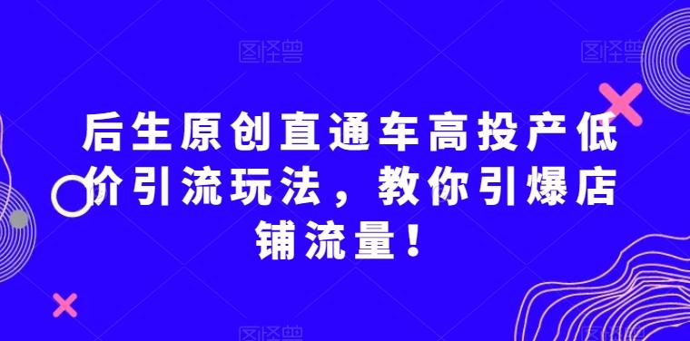 后生原创直通车高投产低价引流玩法，教你引爆店铺流量！-huitchan网创
