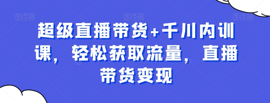 超级直播带货+千川内训课，轻松获取流量，直播带货变现-huitchan网创