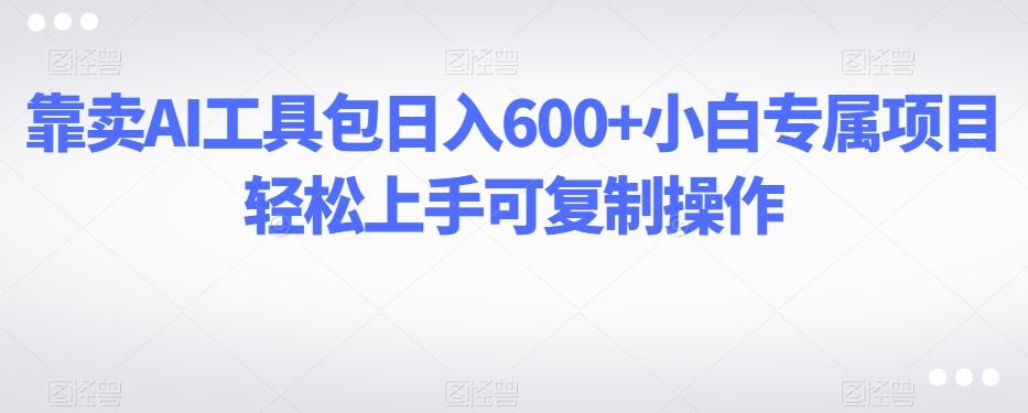 靠卖AI工具包日入600+小白专属项目轻松上手可复制操作-huitchan网创