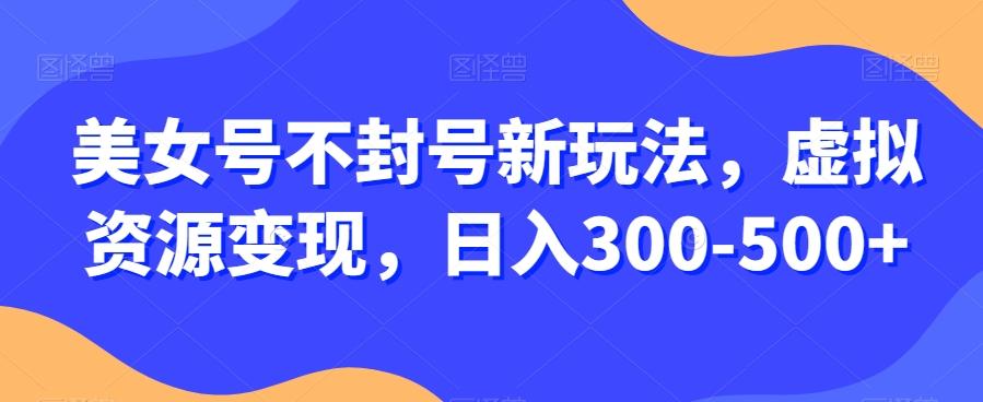 美女号不封号新玩法，虚拟资源变现，日入300-500+-huitchan网创