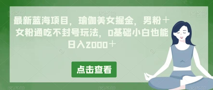 最新蓝海项目，瑜伽美女掘金，男粉＋女粉通吃不封号玩法，0基础小白也能日入2000＋-huitchan网创