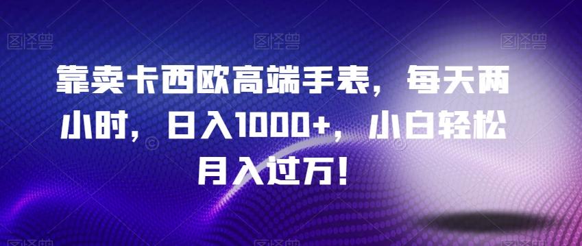 靠卖卡西欧高端手表，每天两小时，日入1000+，小白轻松月入过万！-huitchan网创