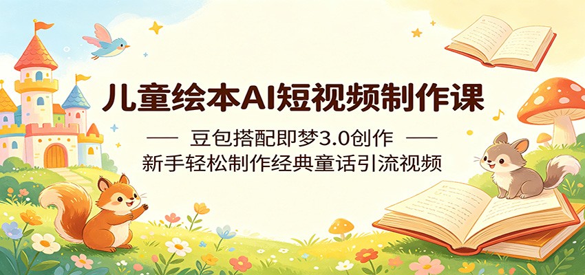 儿童绘本AI短视频制作课：豆包搭配即梦3.0创作，新手轻松制作经典童话引流视频-huitchan网创