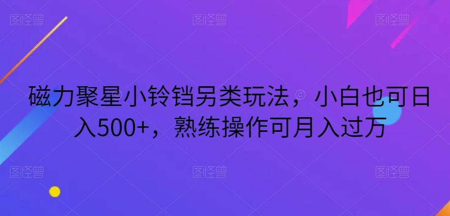磁力聚星小铃铛另类玩法，小白也可日入500+，熟练操作可月入过万-huitchan网创