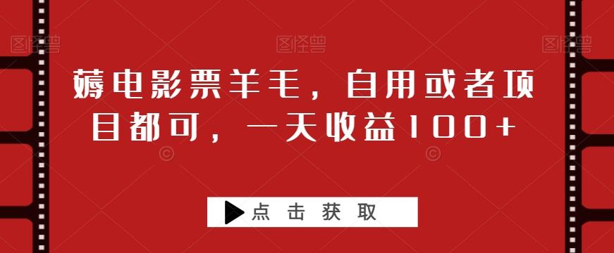 薅电影票羊毛，自用或者项目都可，一天收益100+-huitchan网创