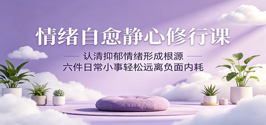 情绪自愈静心修行课：认清抑郁情绪形成根源，六件日常小事轻松远离负面内耗-huitchan网创