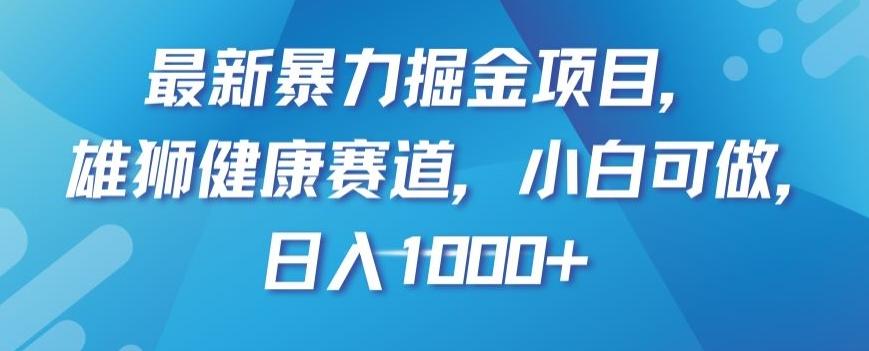 最新暴力掘金项目，雄狮健康赛道，小白可做，日入1000+【揭秘】-huitchan网创