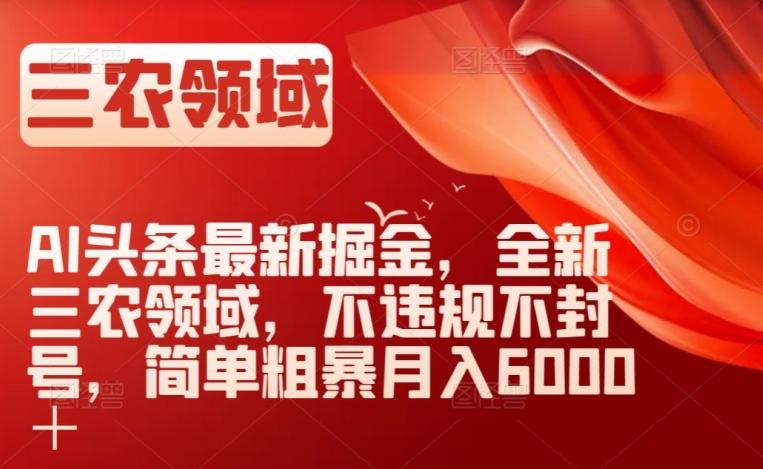 AI头条最新掘金，全新三农领域，不违规不封号，简单粗暴月入6000＋【揭秘】-huitchan网创