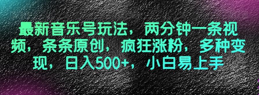 最新音乐号玩法，两分钟一条视频，条条原创，疯狂涨粉，多种变现，日入500+，小白易上手【揭秘】-huitchan网创