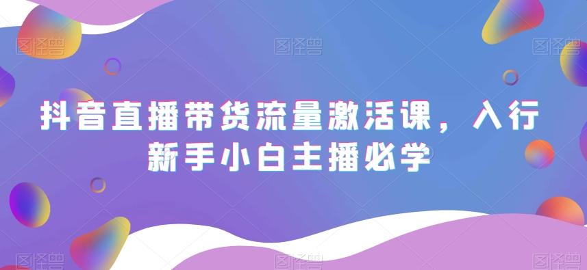 抖音直播带货流量激活课，入行新手小白主播必学-huitchan网创