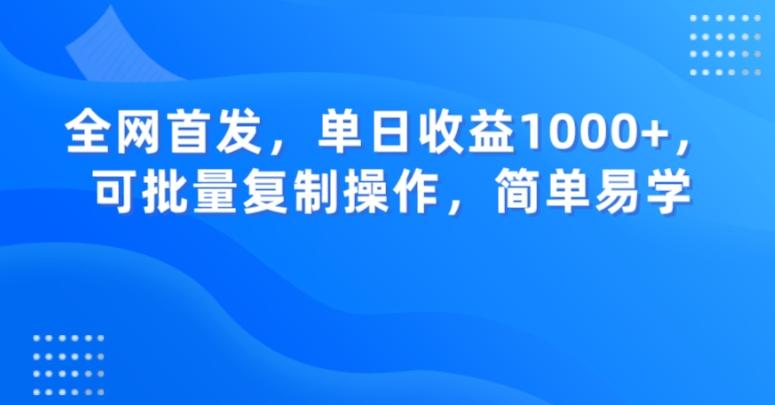 全网首发，单日收益1000+，可批量复制操作，简单易学【揭秘】-huitchan网创