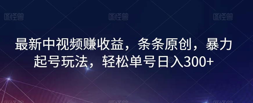 最新中视频赚收益，条条原创，暴力起号玩法，轻松单号日入300+【揭秘】-huitchan网创