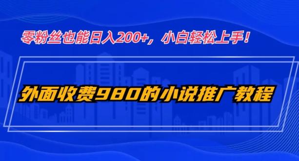 外面收费980的小说推广教程：零粉丝也能日入200+，小白轻松上手！-huitchan网创