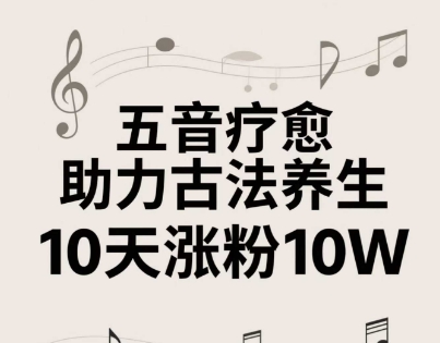 古法五音养生教程，五音疗愈的视频的制作方法，2-4小时就能学会，作者10天涨粉10W-huitchan网创