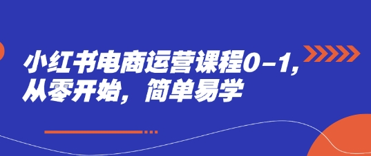 小红书电商运营课程0-1，从零开始，简单易学-huitchan网创
