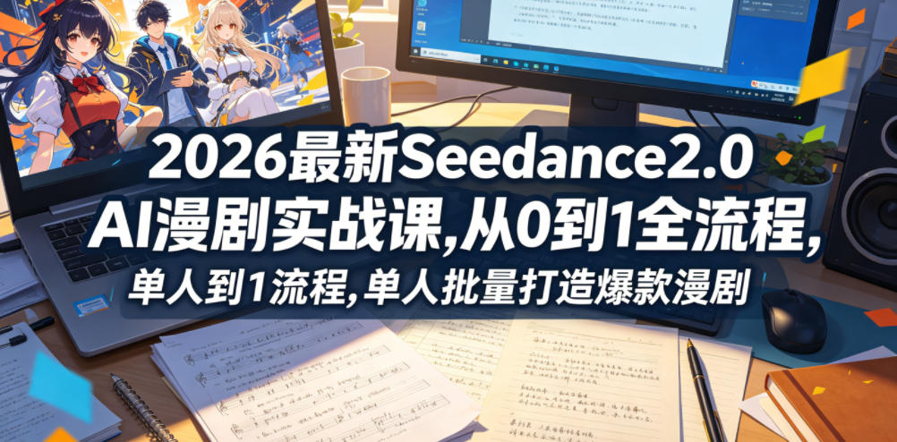 2026最新Seedance2.0 AI漫剧实战课,，从0到1全流程，单人批量打造爆款漫剧-huitchan网创