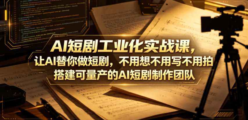 AI短剧工业化实战课，让AI替你做短剧，不用想不用写不用拍，搭建可量产的AI短剧制作团队-huitchan网创