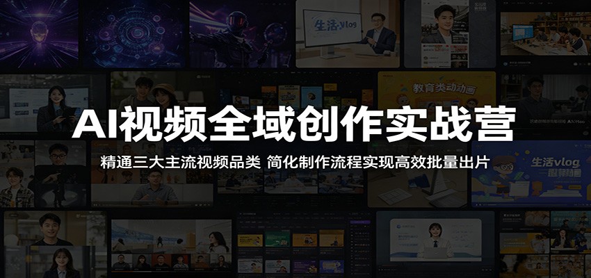 AI视频全域创作实战营：精通三大主流视频品类，简化制作流程实现高效批量出片-huitchan网创