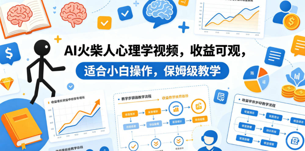 AI火柴人心理学视频，收益可观，适合小白操作，保姆级教学-huitchan网创