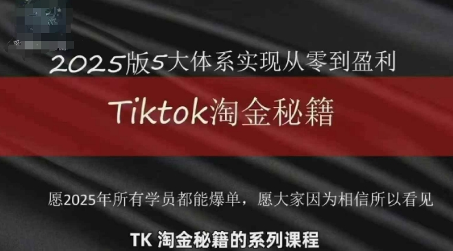 TikTok跨境2025淘金秘籍，​2025TikTok从0到盈利变现-huitchan网创