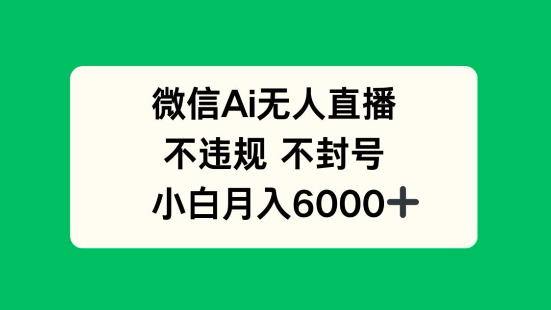 微信AI无人直播，不违规 不封号 ，小白月入6000+-huitchan网创