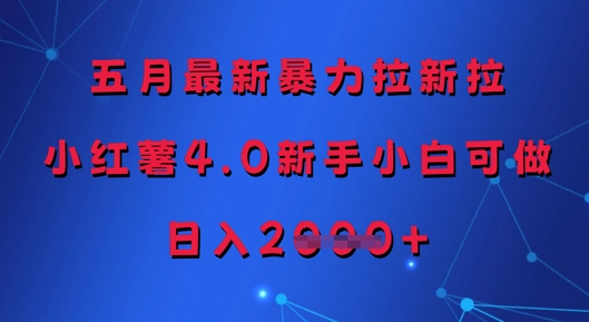 五月最新暴力拉新拉，小红薯4.0新手小白可做，日入多张-huitchan网创