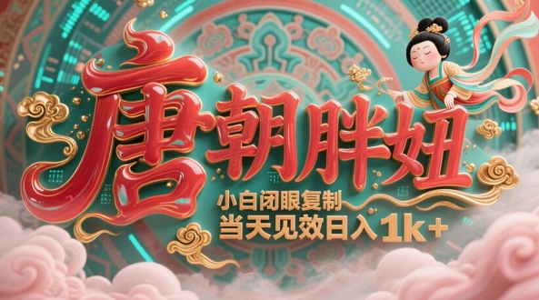 用AI克隆“唐朝胖妞”日更3条,平台疯狂推流,小白闭眼复制,当天见效,日入1k+
