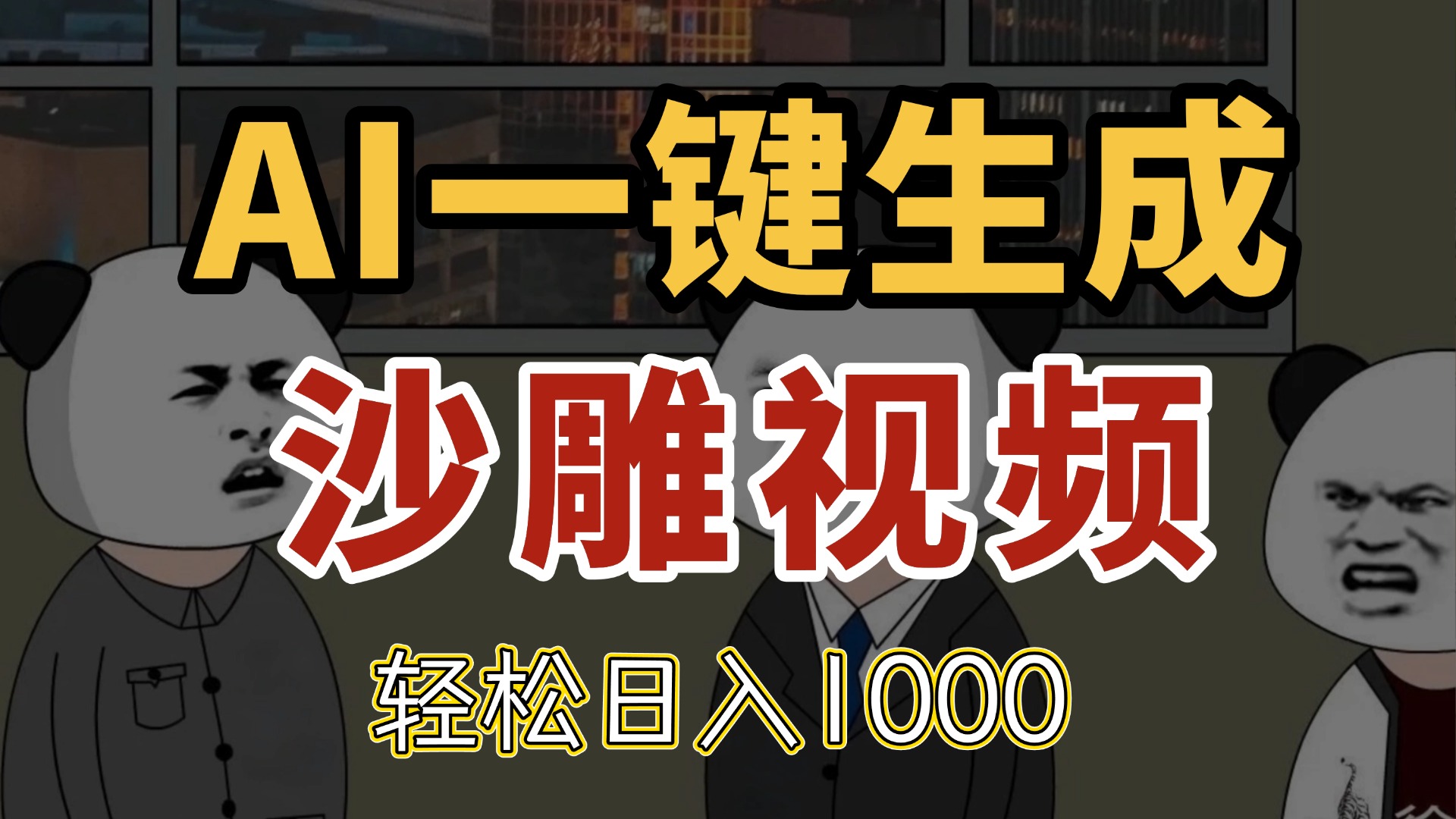 AI一键生成沙雕视频，一条视频千万播放，轻松日入1000-huitchan网创
