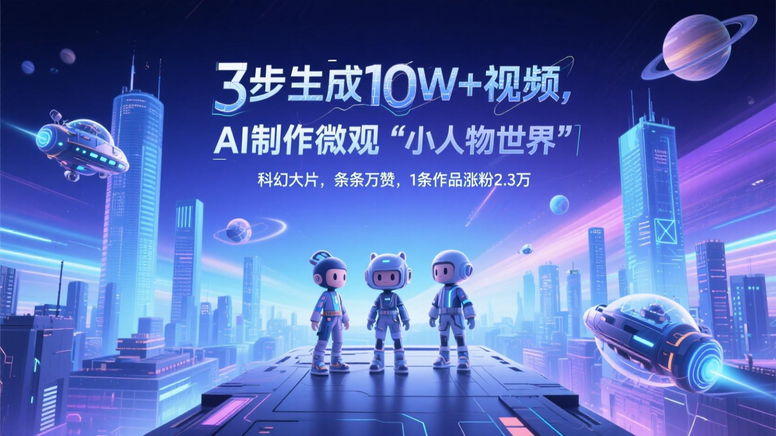 三步生成10W+视频，AI制作微观“小人物世界”科幻大片，条条万赞，1条作品涨粉2.3万-huitchan网创