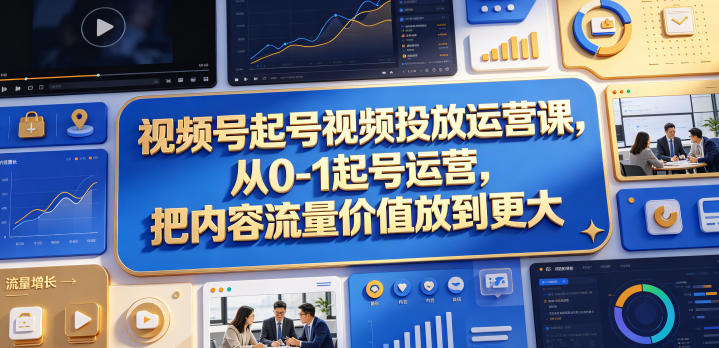 视频号起号视频投放运营课，从0-1起号运营，把内容流量价值放到更大-huitchan网创