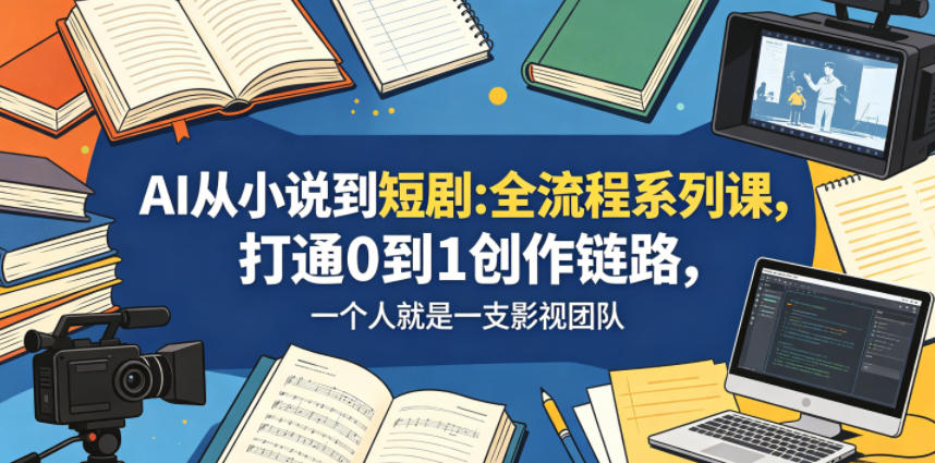 AI从小说到短剧全流程系列课，打通0到1创作链路，一个人就是一支影视团队-huitchan网创