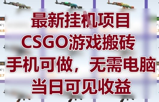 最新挂G项目，CSGO游戏搬砖，手机可做，无需电脑，当日见收益【揭秘】-huitchan网创