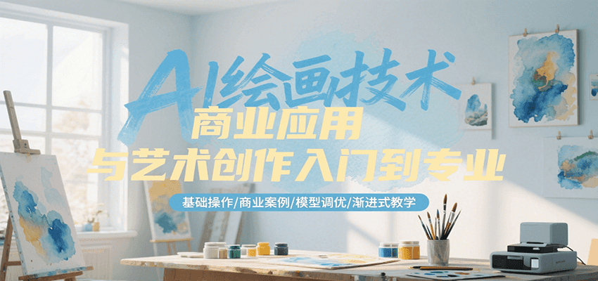 AI绘画技术商业应用与艺术创作入门到专业，基础操作/商业案例/模型调优/渐进式教学-huitchan网创