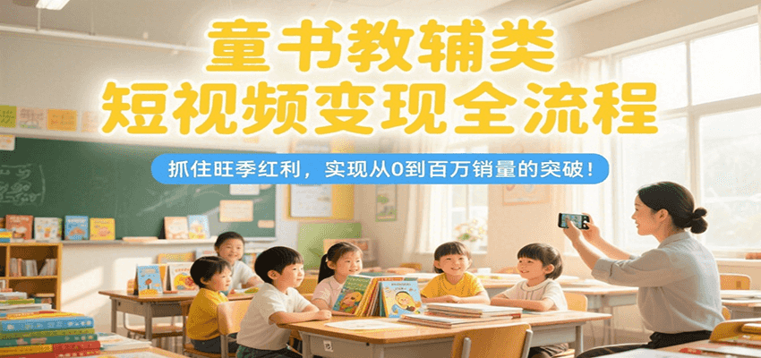 童书教辅类短视频变现全流程，抓住旺季红利，实现从0到百万销量的突破！-huitchan网创