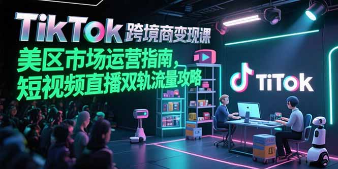 TikTok跨境电商变现课，美区市场运营指南，短视频直播双轨流量攻略-huitchan网创
