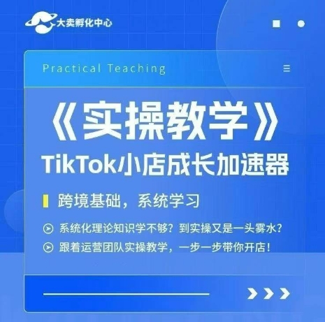 大卖家孵化中心TikTok实操课，TikTok小店成长加速器，跨境基础系统学习，一步一步带你开店-huitchan网创