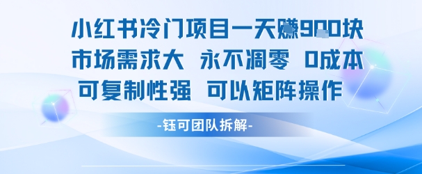 小红书冷门项目一天收益9张，市场需求大，0成本，可复制性强可以矩阵操作-huitchan网创