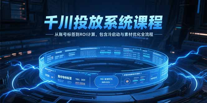 千川投放系统课程，从账号标签到ROI计算，包含冷启动与素材优化全流程-huitchan网创