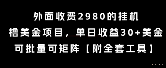 外面收费2980的挂G撸美金项目，单日收益30+美金，可批量可矩阵【揭秘】-huitchan网创