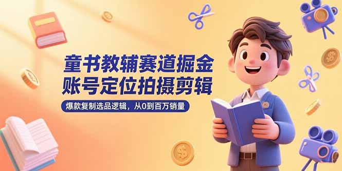童书教辅赛道掘金，账号定位拍摄剪辑，爆款复制选品逻辑，从0到百万销量-huitchan网创
